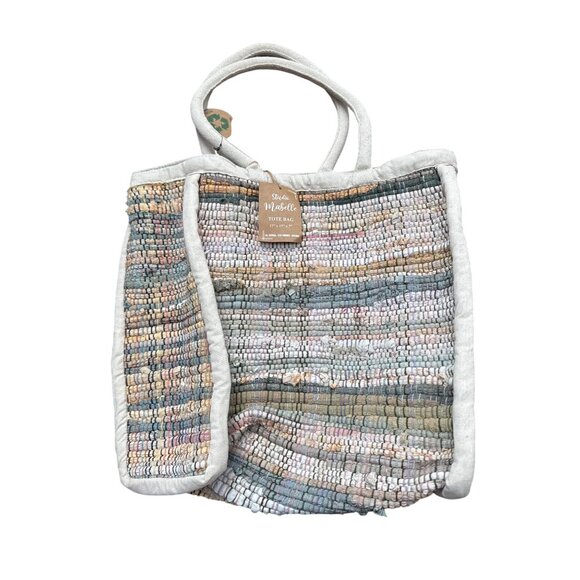 Studio Mabelle Upcycled Tote Bag Multicolor 17"x17"x7" Eco-Friendly Durable Hand - Picture 2 of 7